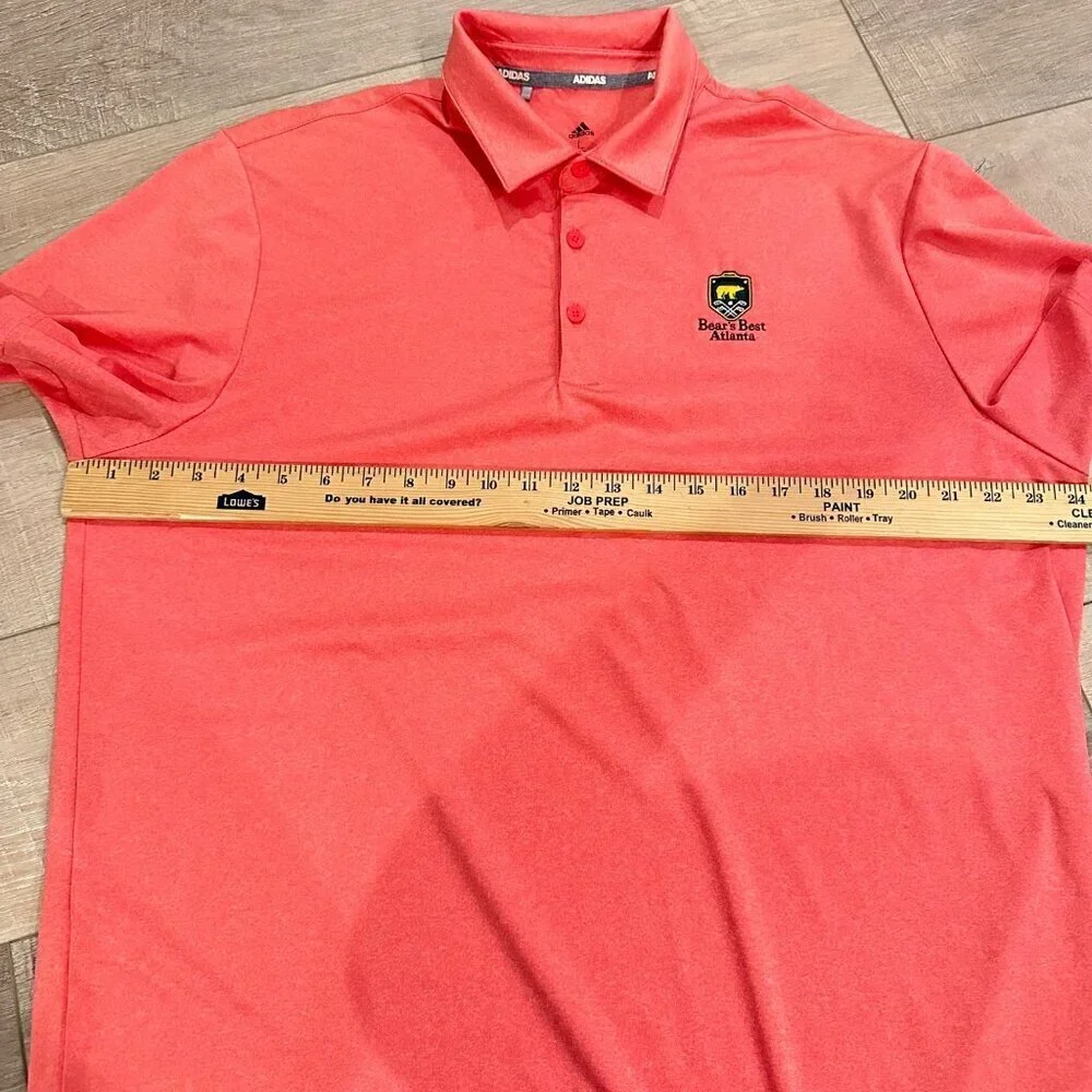 ADIDAS MENS CORAL ORANGE LARGE DRI FIT POLO SHIRT BEARS BEST LOGO